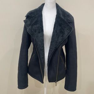 Chaps Faux Suede Coat/ Faux Fur